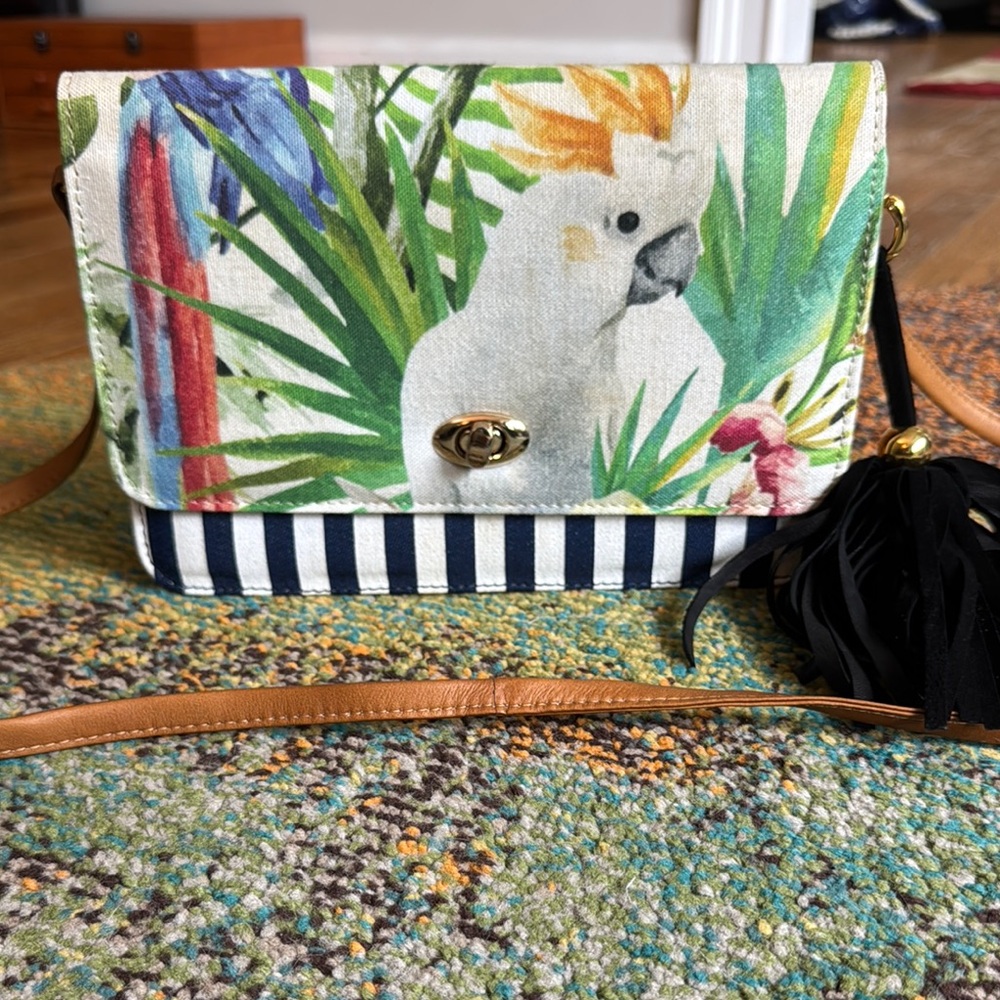 Divina Castidad Handbag- Tropical Parrot Print Crossbody Bag
